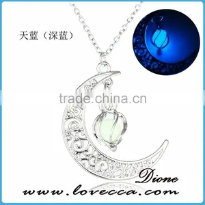 Gift for Her Glow in the Dark Necklace,Lunar Moon Pendant,Crescent Moon Necklace thumbnail-4