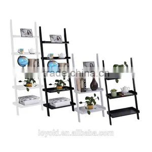 3&5 Tier Wooden Wall Rack Leaning Ladder Shelf Unit Bookcase Display thumbnail-1