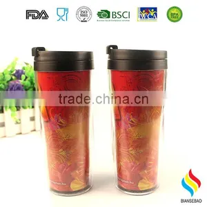 Clear Insulated Plastic Tumbler With Paper Inserts thumbnail-2