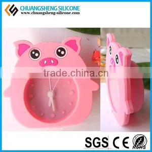 Cute Pig Watch Shape Silicone Table Alarm Clock in the Bedroom for Children thumbnail-3