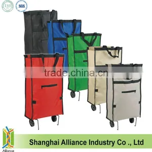 Folding Shopping Trolley Bag Cart Handbag Grocery Bag With 2 Wheels thumbnail-1