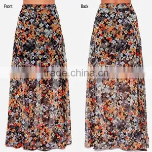2015 New Fashion Design Women Floral Printed Maxi Skirt, Latest Long Skirt Design thumbnail-3