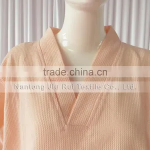95% Cotton 4 Solid Colors Man and Women Short Sleeve Pyjamas Soft Sweat Steaming Clothes Spring and Summer Waffle Sleepwear thumbnail-3
