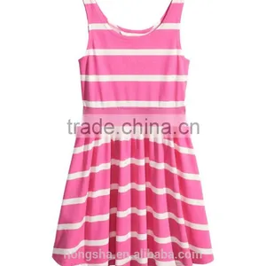 2016 Fashion Children Little Gilrs Cotton Jersey Stripe Print Dress HSD8073 thumbnail-3