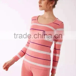 Hollow Out Long Johns Body Shaper Sexy Women Thermal Underwear Striped Long Jogns Underwear thumbnail-3