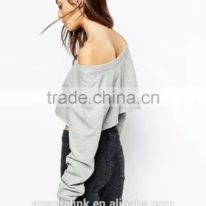 Lady off Shoulder Grey Fashion Weet Jogging Slouchy Sweat thumbnail-4