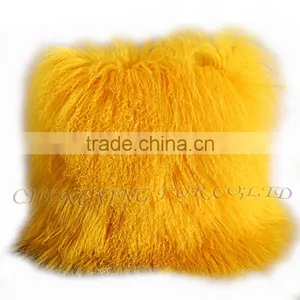CX-D-04G New Fashion Genuine Mongolian Sheep Fur Latest Design Cushion Cover thumbnail-2