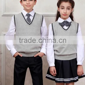 Stylish V-neck Sleeveless Beautiful Knitted Korean High School Uniforms thumbnail-3
