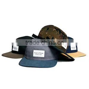 Leather Strap Flat Brim Custom 5 Panel Hat and Cap thumbnail-2