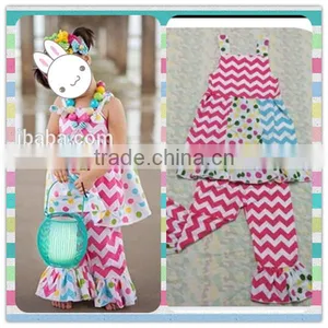 2016 Easter Outfits Girls Polka Dots Color Eggs Straps Dress Set Cute Easter Clothing Toddler Girl Outfits Hot Sale Spring Sets thumbnail-1