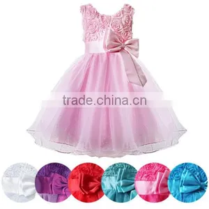 Com OEM Service Satin Beaded Flower Girl Dress thumbnail-1