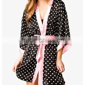 Sexy Ladies Polka Dot Sleep Robe Sexy Sleepwear 2013 New Design Long Gown Nightwear Dress Robe Ladies Night Dresses Sleepwear thumbnail-1