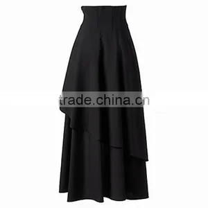 Front Short and Long Back Plain Dyed Women Skirt Dress thumbnail-2