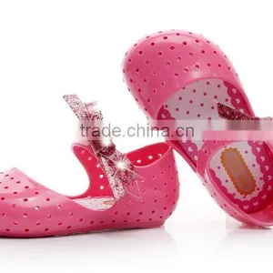 Shining Side Bow Hook and Loop Type Mini Melissa Jelly Shoes thumbnail-3