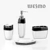 Transparent Outside White and Black Color Polyresin Bathroom Set and Accessories thumbnail-1