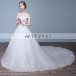 HS1626 2017 Long Train Puffy Bridal Ball Gown Sequined Embroidery Crystal Wedding Dress From China thumbnail-1