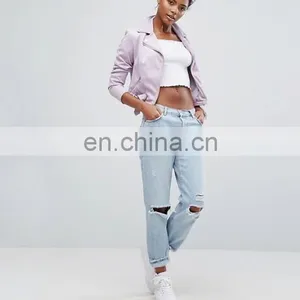Female Custom Design Autumn Winter Plain Denim Short Jacket Coat Women 2016 Denim Jacket for Women thumbnail-1