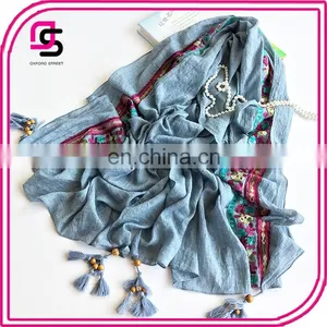 New Autumn Section of High-grade Viscose Elegant Breathable Thin Retro Embroidery Shawl Female Scarf thumbnail-4