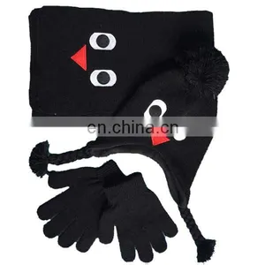 Newest Wholesale Cute Winter Kid's Knitted Hat Scarf Glove Set With Animal Ear thumbnail-2