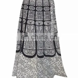 Wrap Around Skirt Sanganeri Printed Wraparound Hippie Boho Gypsy Mandala Cotton Wrap Around Skirt Dress Hippie Boho Women Wears thumbnail-1