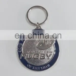 Custom Zinc Alloy Shiny Silver Die Cast Soft Enamel Sparkle Texture Keychain /Gift /Souvenir thumbnail-1