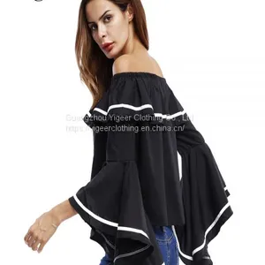 Off Shoulder Flare Sleeve Fashionable Loose Top Blouse thumbnail-1
