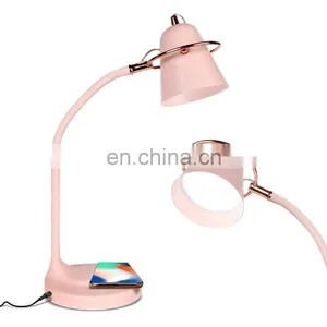 2020 Latest Style USB QI Wireless Charging Stepless Dimming Table Lamp Touch Control Led Table Lamp thumbnail-2