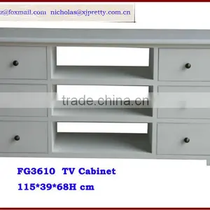 White Wooden MDF TV Cabinet With Drawers / Wooden Living Room Furniture thumbnail-1