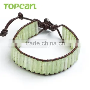 Topearl Jewelry New Mountain Jade Stone Bracelets Personalized Leather Bracelets CLL120 thumbnail-1