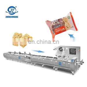 Automatic Chocolate Bar Biscuit Cake Feeding Flowing Packing Machines Food Wrapping Machine Packaging Line Paketleme Makinesi thumbnail-1