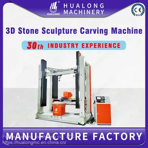 HUALONG Machinery HLSD3-1525 4 Axis Marble Granite Sculpture Engraver Milling Carving Machine 3D Stone CNC Router Stone With Saw thumbnail-1
