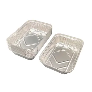 Longstar Disposable 750ml Rectangular Aluminum Foil Food Container With Lid Oven Safe Foil Tray for Baking Meal Prep Takeout Catering thumbnail-1