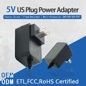 US Plug 5V Power Adapter, ETL,FCC, ROHS Certified, Charger, 1A, 2A, 3A, 4A, 5A, 6A NEMA Spec DC Power Cord thumbnail-1