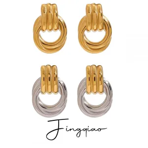 Colorful Enamel Heart-Shaped Hoop Earrings in Stainless Steel thumbnail-5