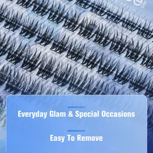 DIY Full Strip Eyelashes Individual Cluster Self-Adhesive Press Lashes No Glue Required Light Blue D-02 thumbnail-3