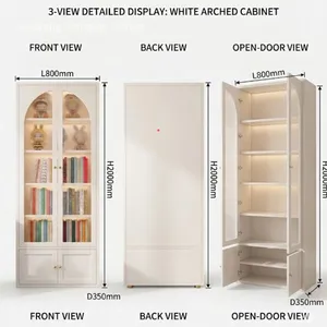 Tall White Glass Display Cabinet With Lock — Secure Locked Storage for Beauty Salons & Jewelry thumbnail-2