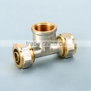 Nickel Plating Brass Female Tee for Pex-al-pex Pipe thumbnail-1