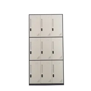 Black and White 9 Doors Steel Storage Cabinet Locker Customized Metal Gym Locker With Combination Lock thumbnail-1