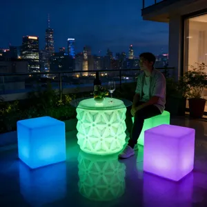 Luxury American Diner Luminous Two Seat Bar Set KTV Lounge Night Club Outdoor Hotel Furniture Party LED Eco-Friendly Water thumbnail-4