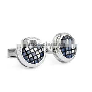 Stainless Steel Men's Mosaic Mother Of Pearl Cufflinks thumbnail-1