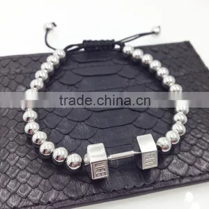 Custom High Quality Stainless Steel Jewelry Handmade Man Dumbbell Bracelet thumbnail-1