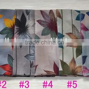 High Quality Large Elegant Flower Printing Encrypt Polyester Voile Scarf for Women thumbnail-6