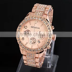 Diamond Geneva Watches Women Stainless Steel Quartz Watch Military Crystal Gold Watches Relogio Feminino Montre Femme thumbnail-2