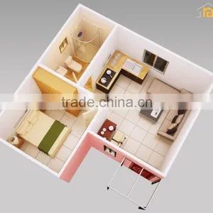 SGS Tested Modern Fast Construction Two Bedroom Cement Prefabricated House thumbnail-2
