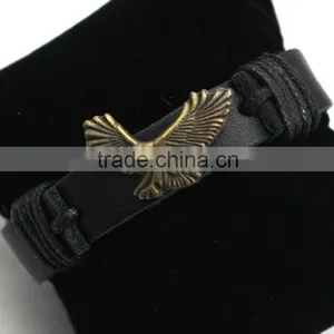 Charm PU Wristband Men's Leather Bracelet With Eagle thumbnail-1