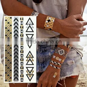 Gold Metallic Tattoo Temporary Flash Tattoos Metal Body Art Sex Stickers thumbnail-1