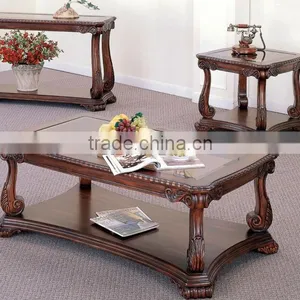 CF30009 Unique Carved Glass Shelf Coffee End Sofa Table thumbnail-1