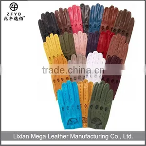 Women's Open Leather Driving Motorcycle Leather Gloves thumbnail-1