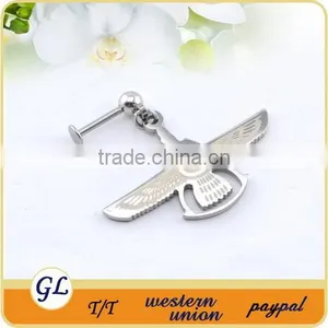 Stainless Steel and Crystal Lip Piercing Fashion Labret Stud Key Logo Labret Ring thumbnail-1
