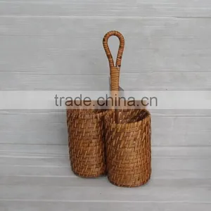 Rattan and Bamboo Wine Bottle Holder (3pcs) thumbnail-1